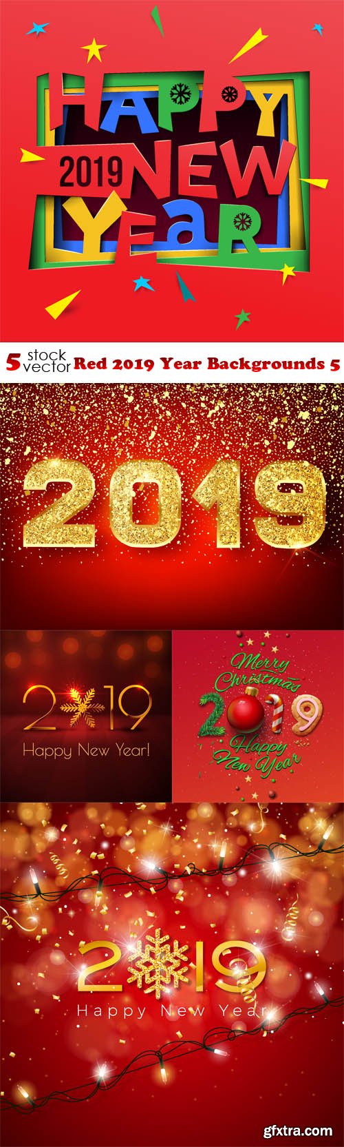 Vectors - Red 2019 Year Backgrounds 5