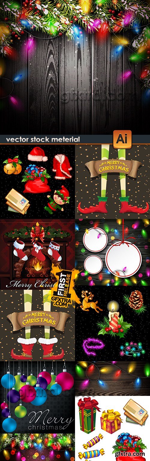 Christmas holiday collection background and elements 2