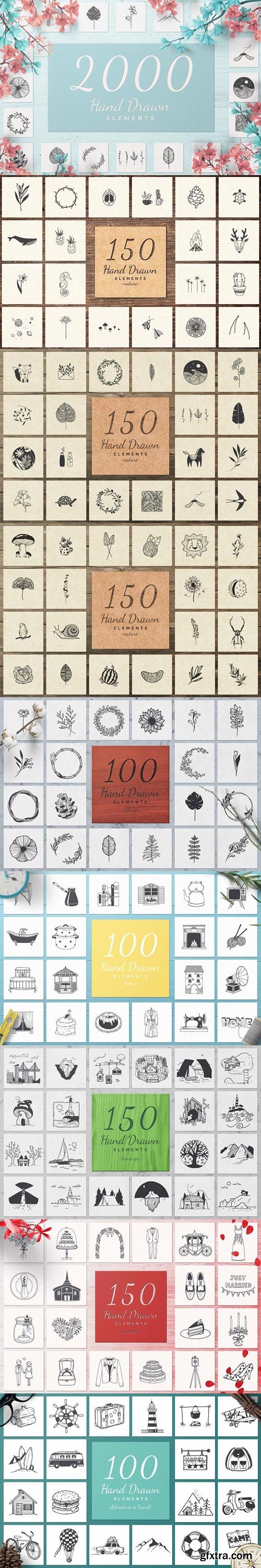 CreativeMarket - 2000 Hand Drawn Elements - 3016510