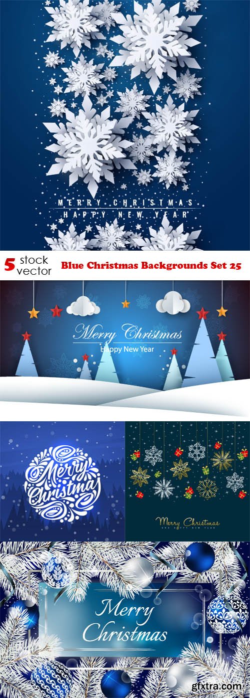 Vectors - Blue Christmas Backgrounds Set 25