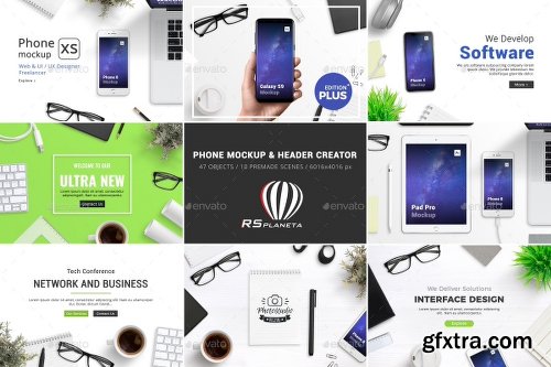 Graphicriver Phone Mockup & Header Creator 22773273