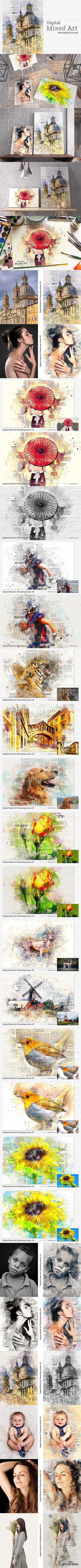 CreativeMarket - Digital Mixed Art Photoshop Action 3189477