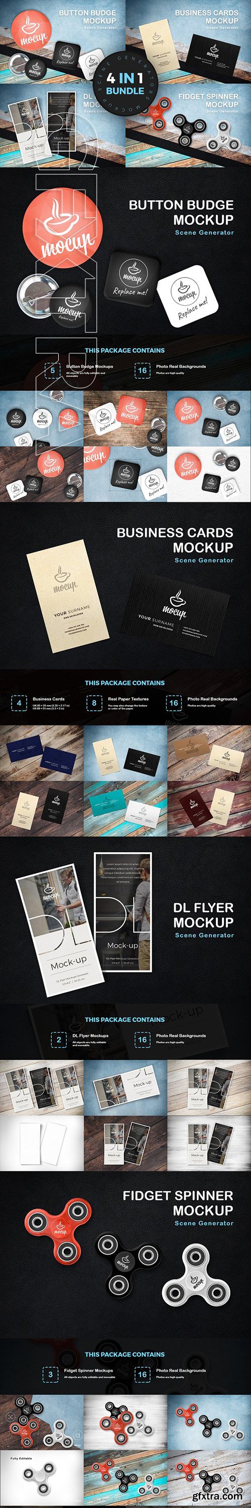 CreativeMarket - 4in1 Mockup Scene Generators Bundle 3152147