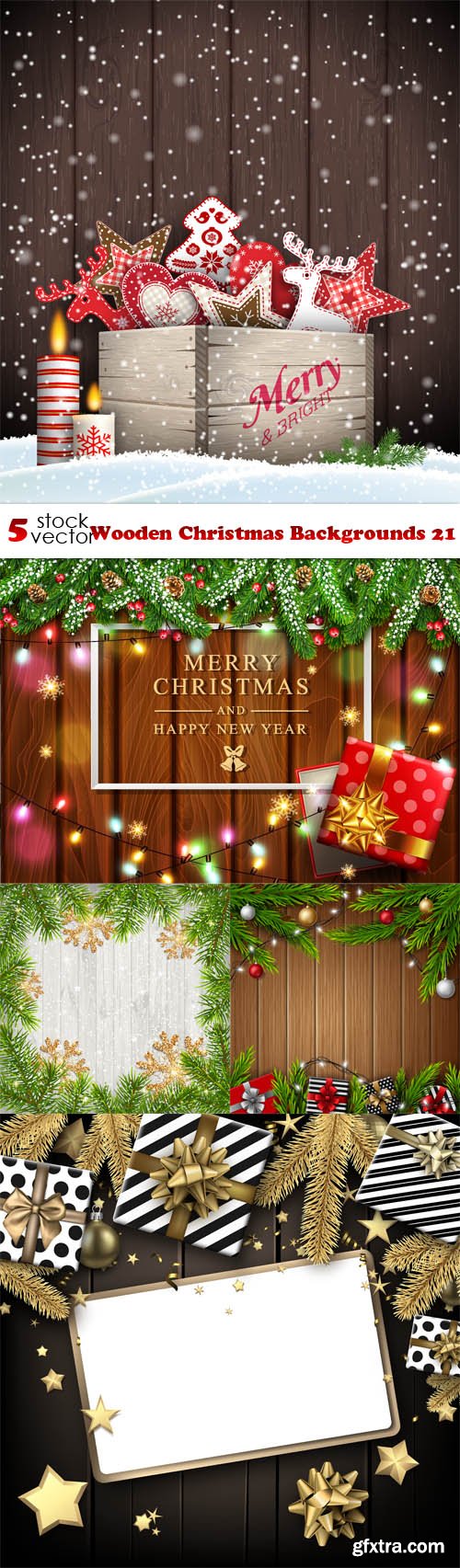 Vectors - Wooden Christmas Backgrounds 21