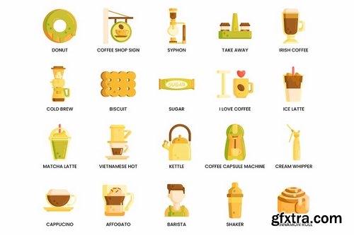 80 Coffee Flat Icons