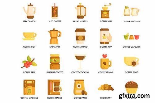 80 Coffee Flat Icons