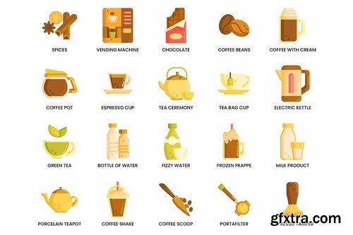 80 Coffee Flat Icons