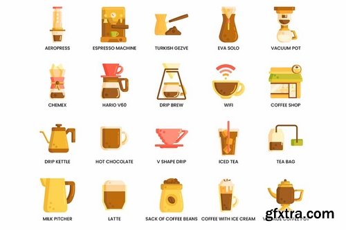 80 Coffee Flat Icons