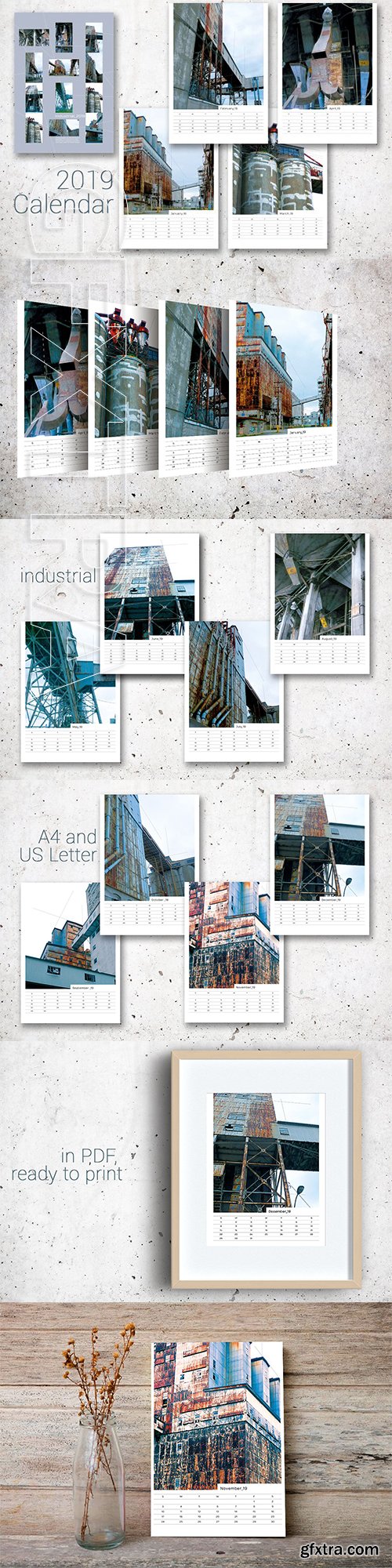 CreativeMarket - 2019 industrial calendar 3186654