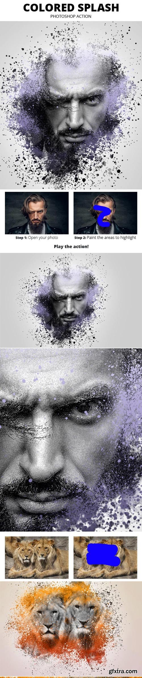 GraphicRiver - Colored Splash Photoshop Action - 22794175