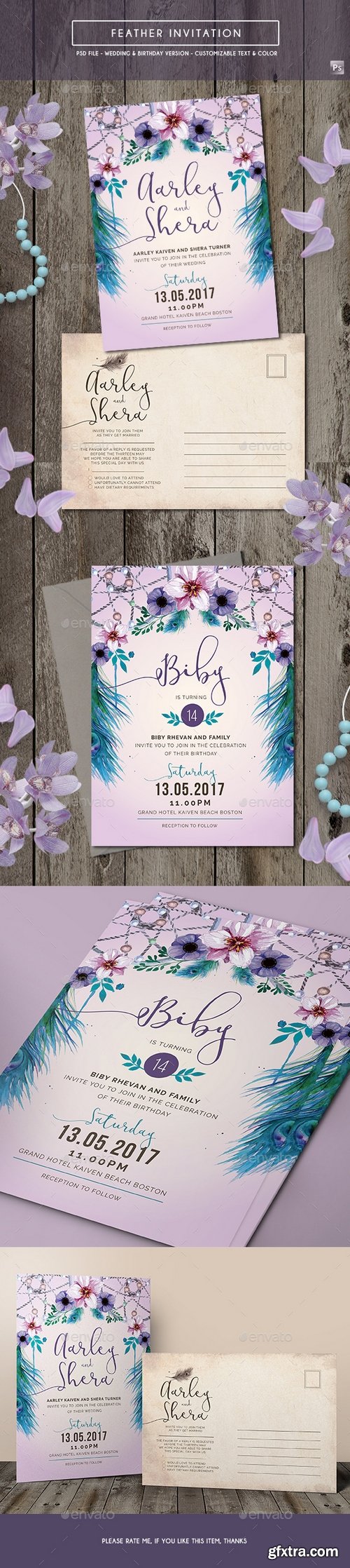 Graphicriver - Feather Invitation (Wedding & Birthday) 17787089