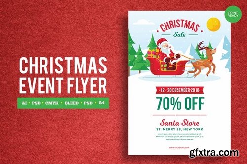 Merry Christmas Event Flyer PSD and Vector Vol2