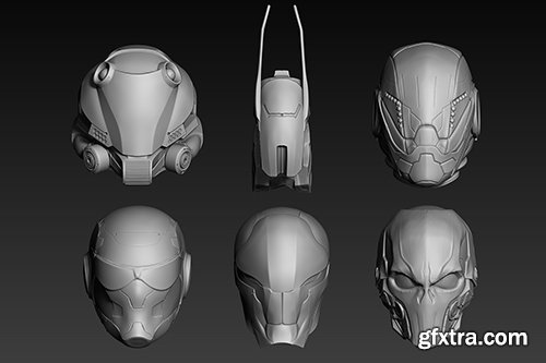 Cubebrush - Set of a Sci-Fi Heads Part 1