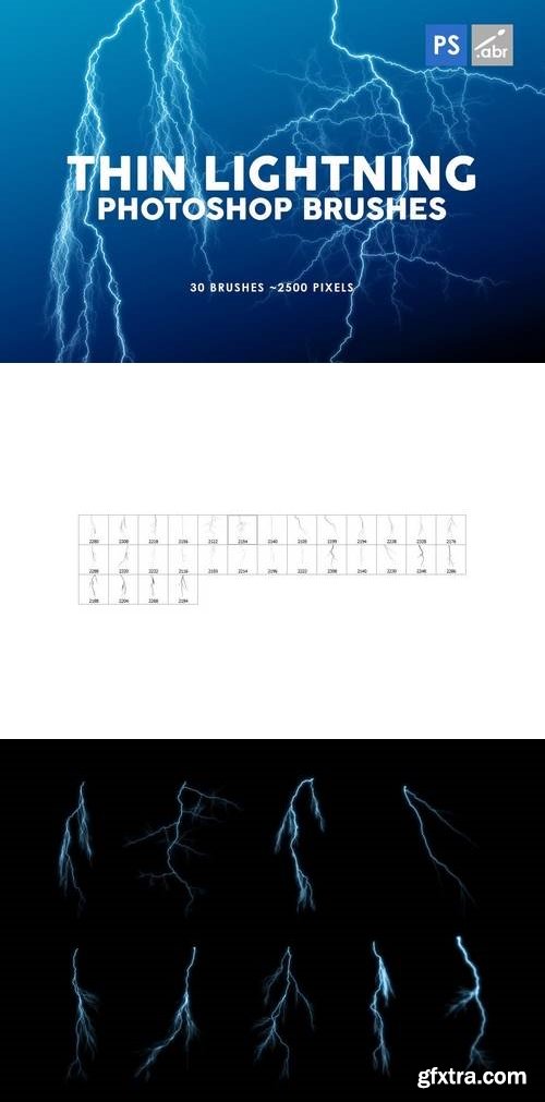 30 Thin Lightning Photoshop Stamp Brushes