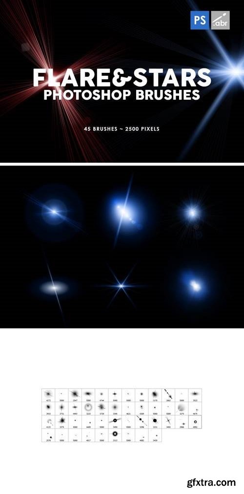 45 Lens Flare & Stars Photoshop Stamp Brushes