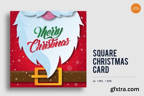 Merry Christmas Square Vector Card Vol3