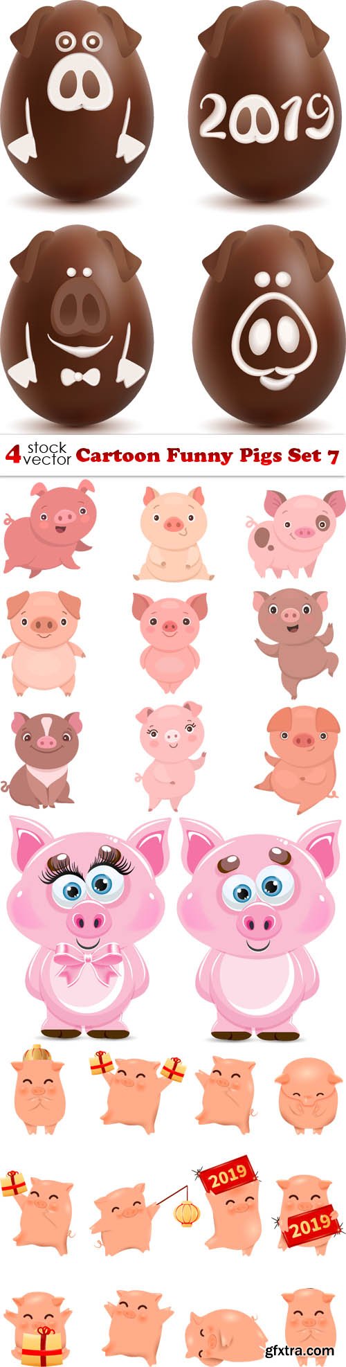 Vectors - Cartoon Funny Pigs Set 7