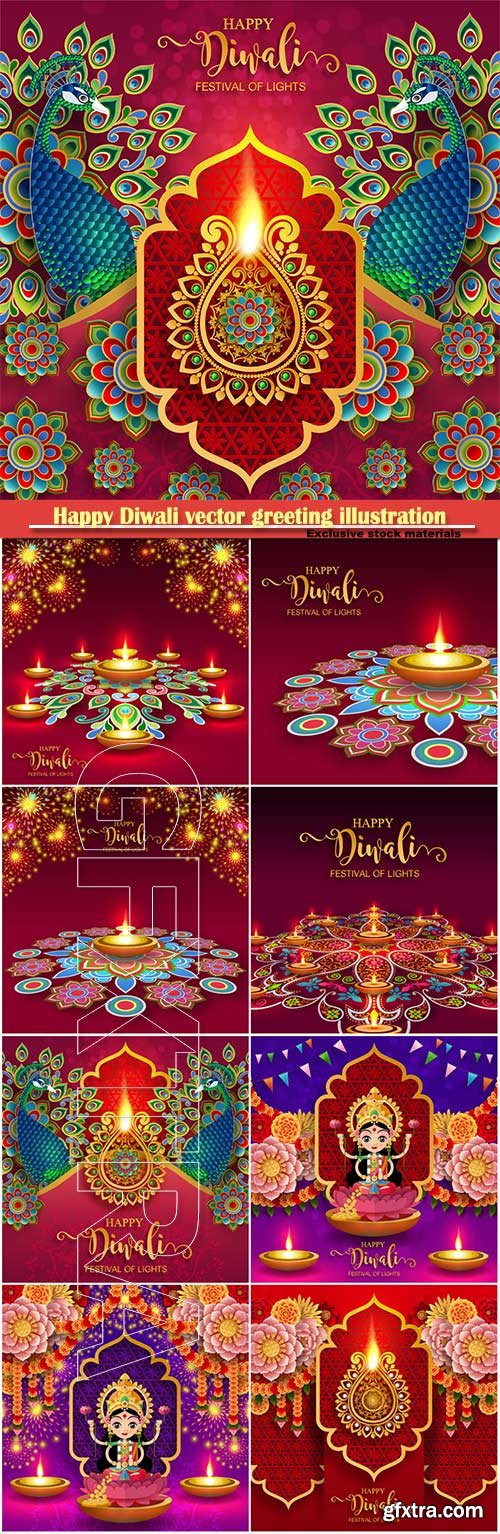 Happy Diwali vector greeting illustration # 7