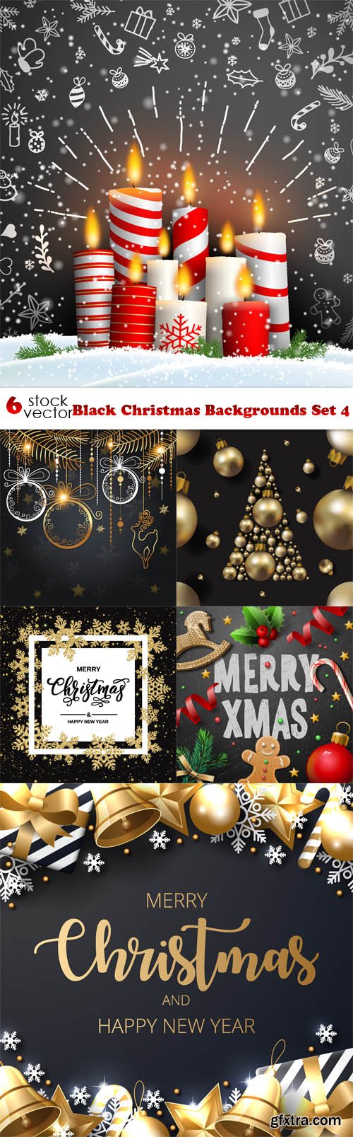 Vectors - Black Christmas Backgrounds Set 4