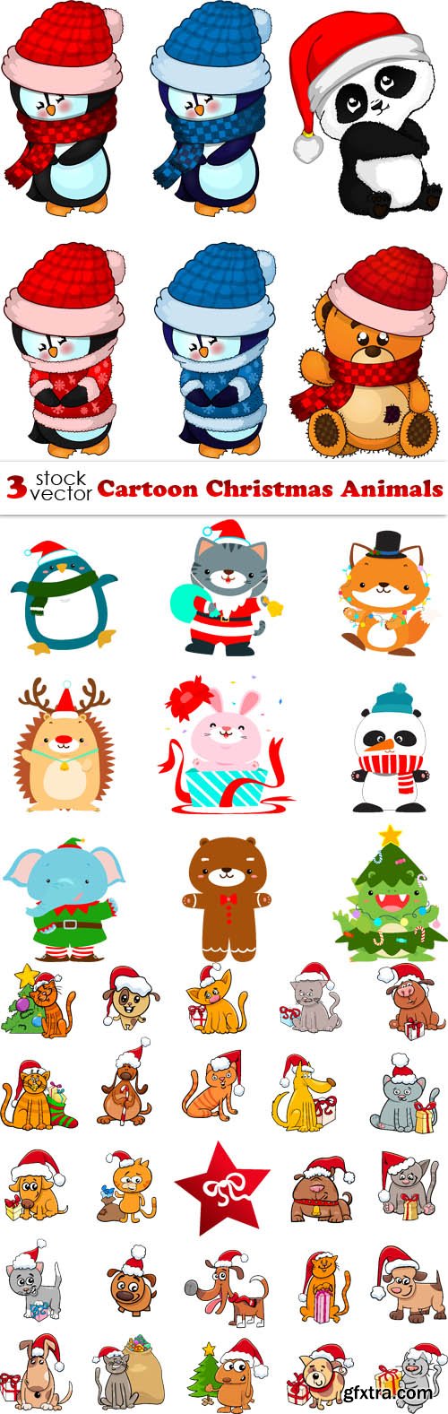 Vectors - Cartoon Christmas Animals