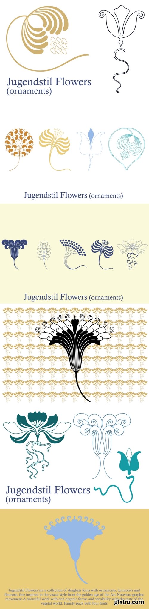 Fontbundles - Jugendstil Flowers (family pack) 78502