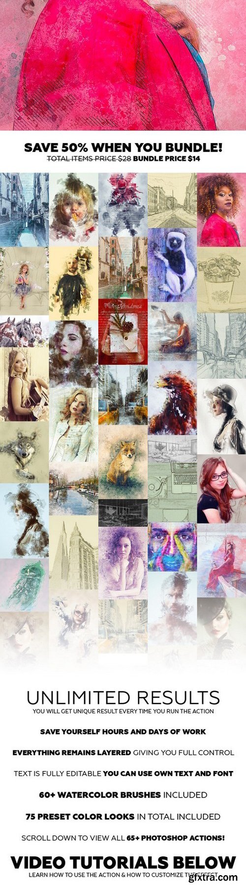 Graphicriver - Artistic 4in1 Photoshop Actions Bundle 21308151