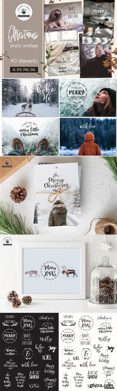 40 Christmas Photo Overlays [Ai/EPS/PNG/SVG]