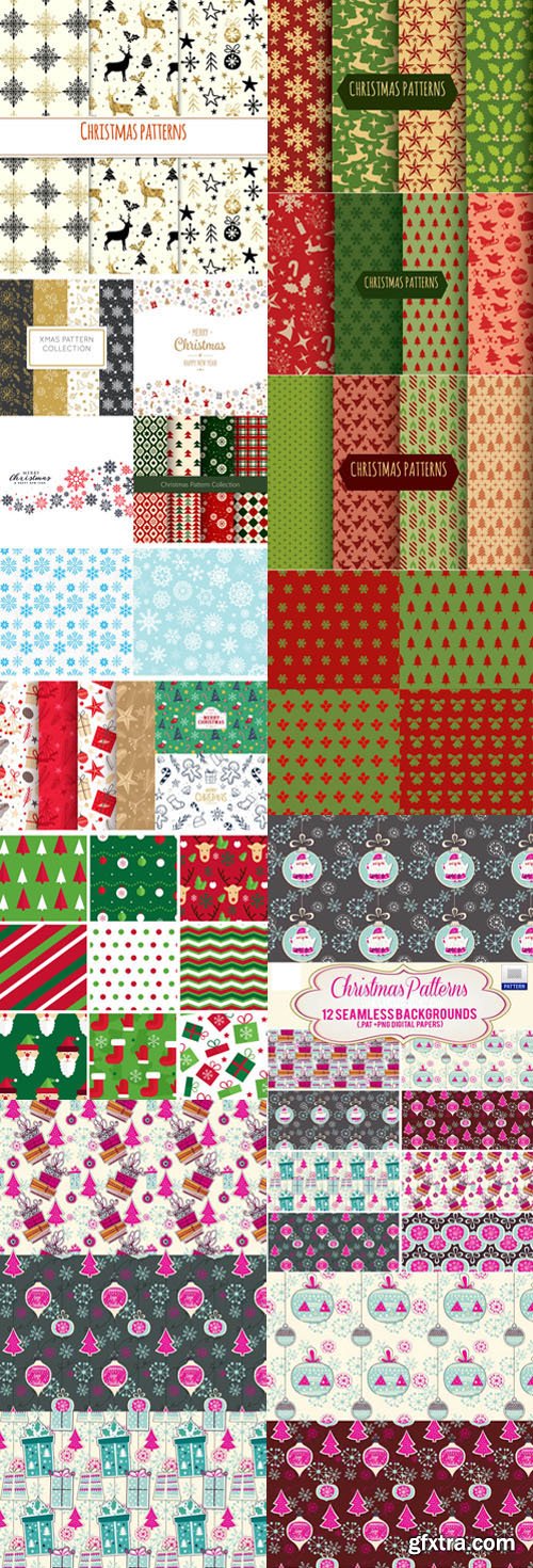 Christmas Patterns Vector Collection 1 [Ai/EPS/PAT]