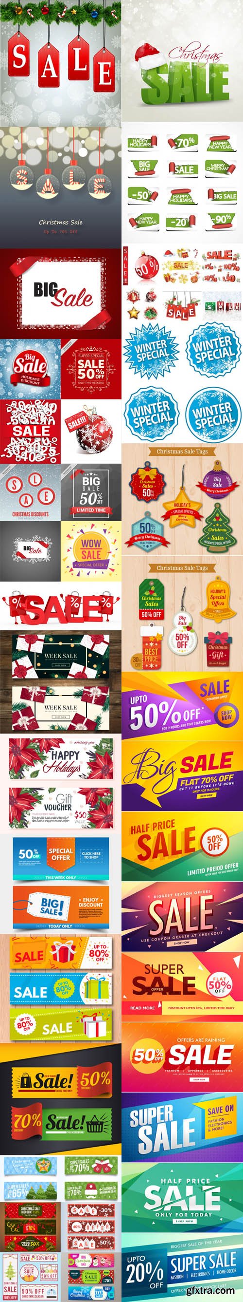 Holiday & Christmas Sales Vector Bundle 2 [Ai/EPS]