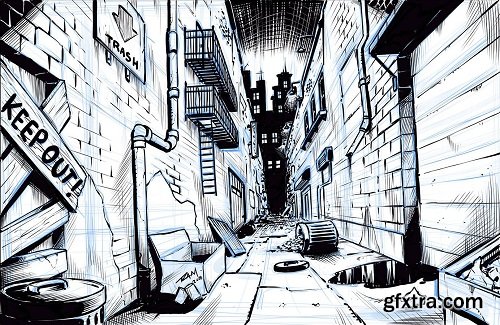 Drawing a Comic Book Background with One Point Perspective