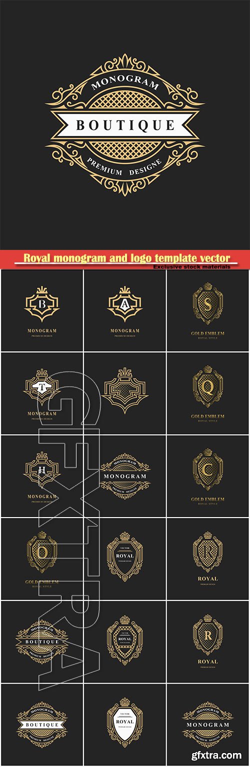 Royal monogram and logo template vector design