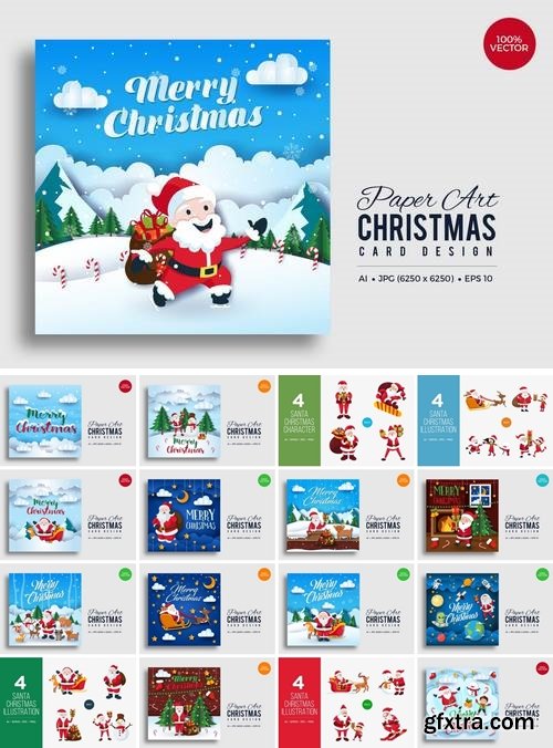 Merry Christmas Square Vector Card Bundle