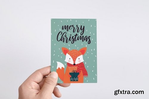 Set of flat modern hand drawn Christmas cards