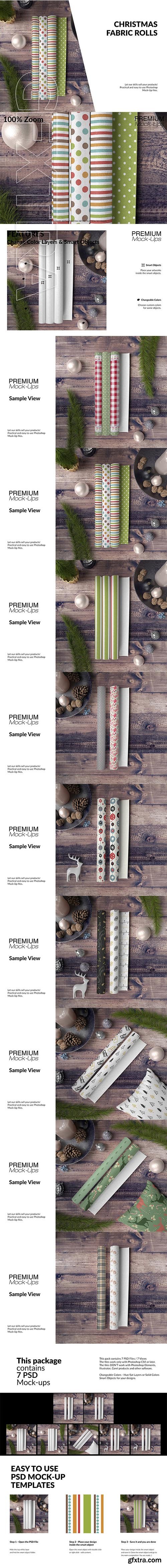 CreativeMarket - Christmas Fabric Rolls Set 3220586