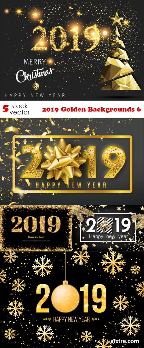 Vectors - 2019 Golden Backgrounds 6