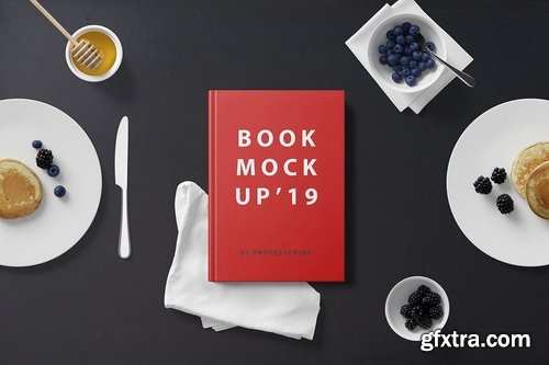 Hard Cover Book Mockup - Breakfast Set