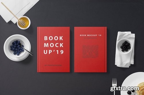 Hard Cover Book Mockup - Breakfast Set