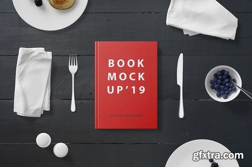 Hard Cover Book Mockup - Breakfast Set