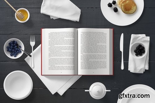 Hard Cover Book Mockup - Breakfast Set