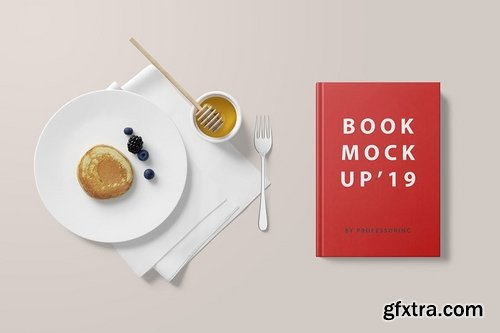 Hard Cover Book Mockup - Breakfast Set