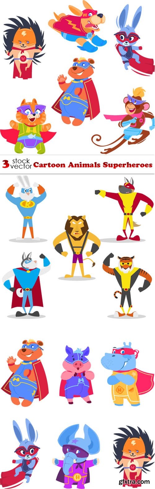 Vectors - Cartoon Animals Superheroes