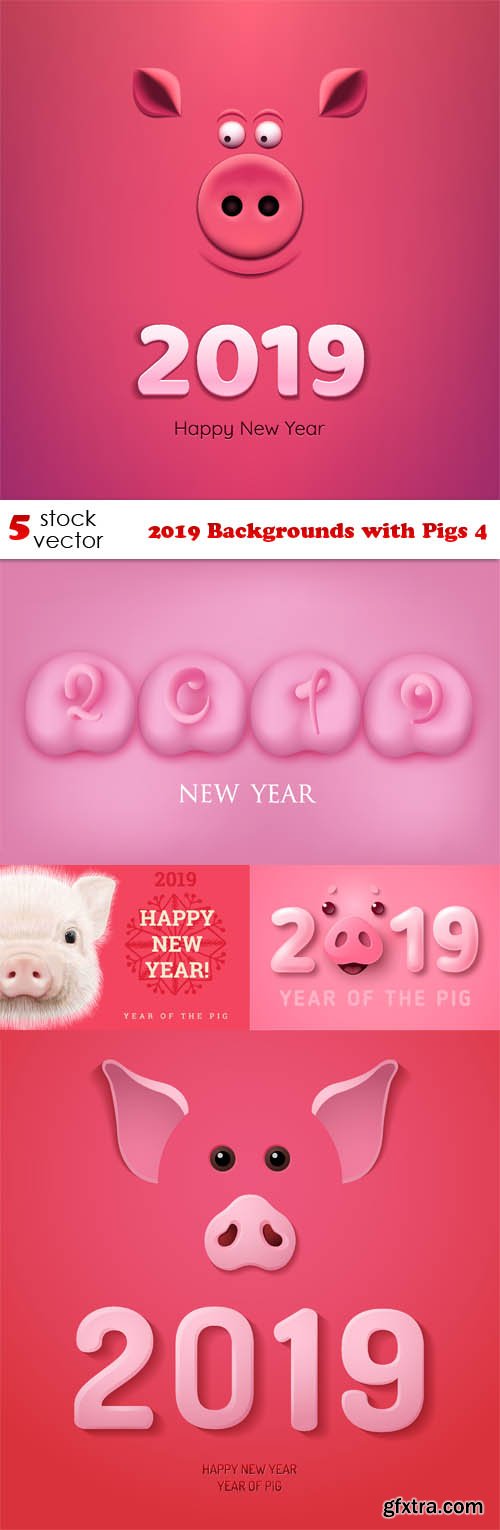 Vectors - 2019 Backgrounds with Pigs 4