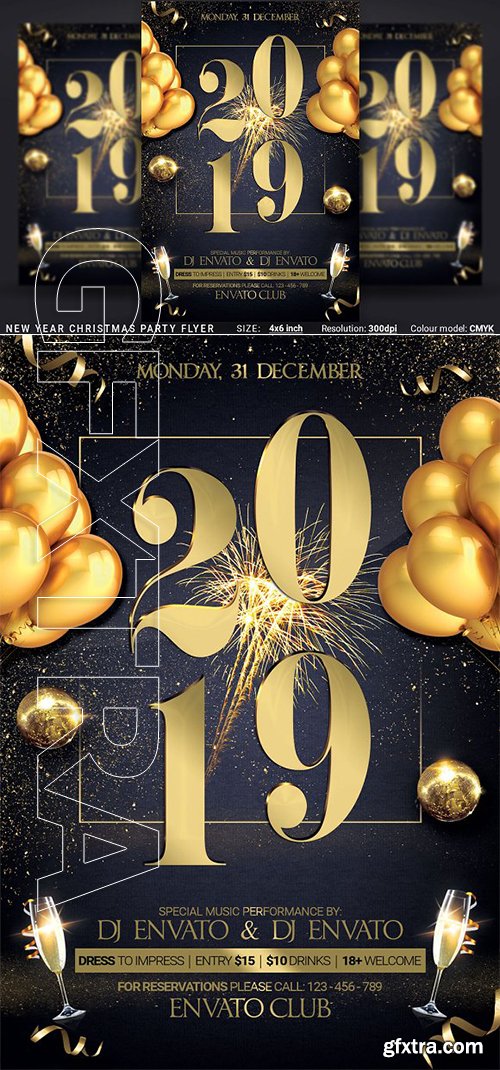 CreativeMarket - New Year Christmas Party Flyer 3213267