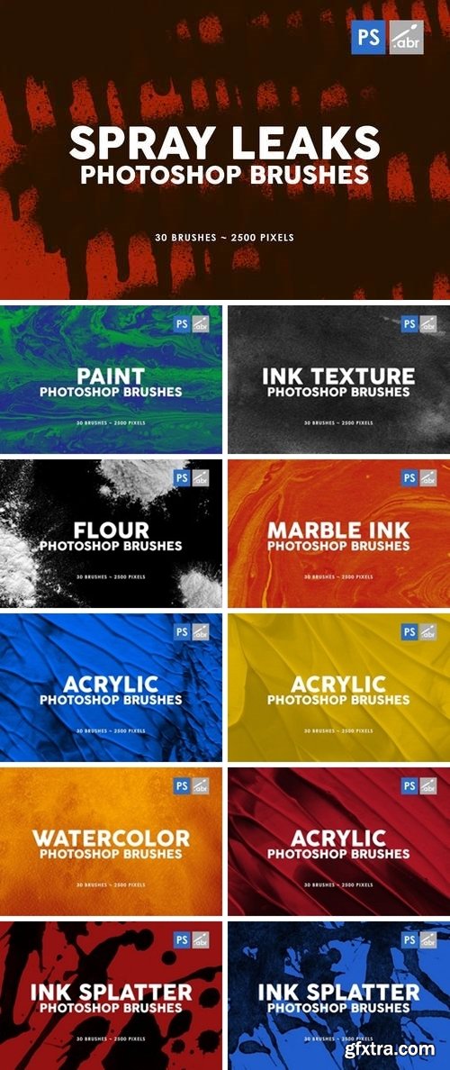 330 Ink Texture Photoshop Brushes Bundle