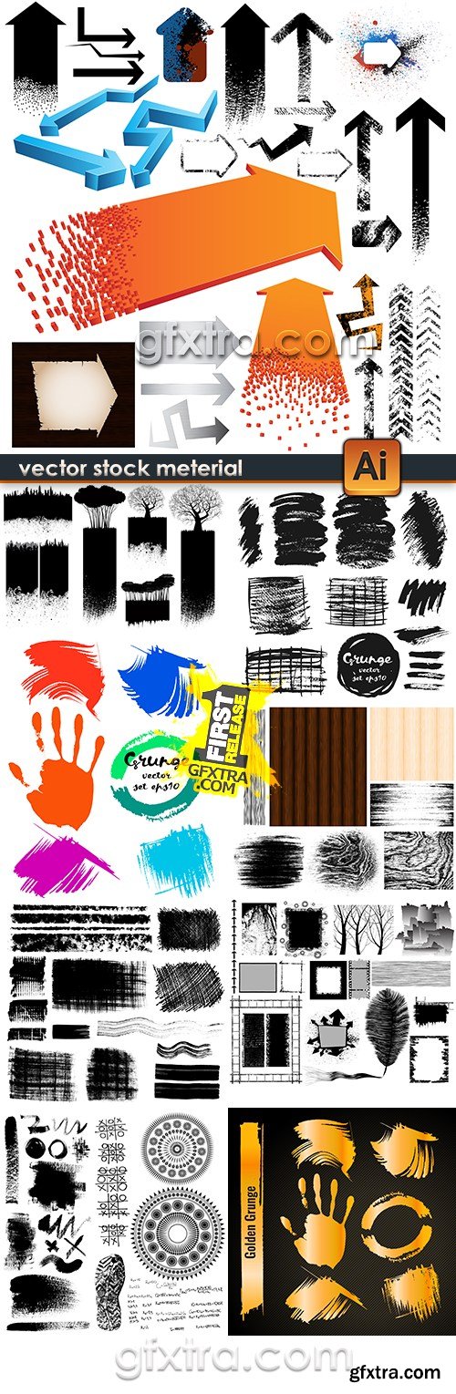 Grunge collection brush watercolor and black design