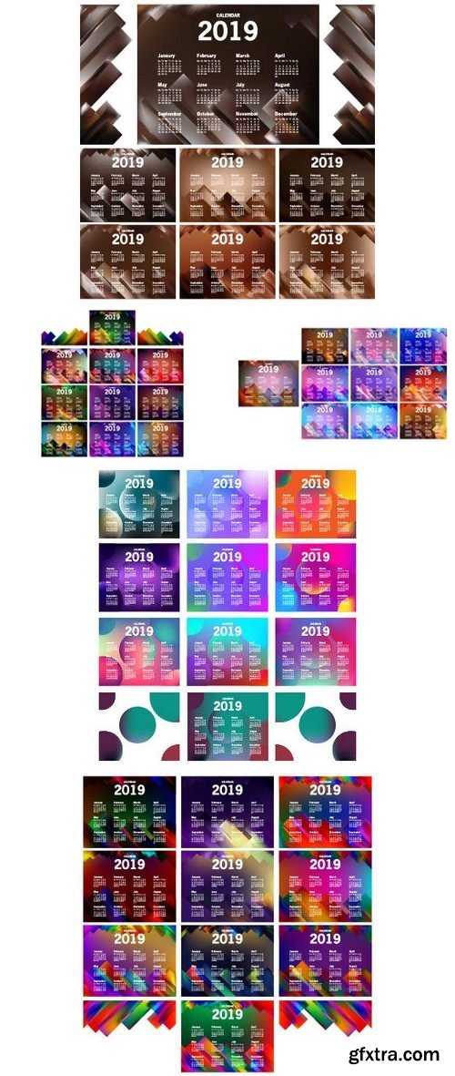 Stock Vector - Calendar 2019 Template Design