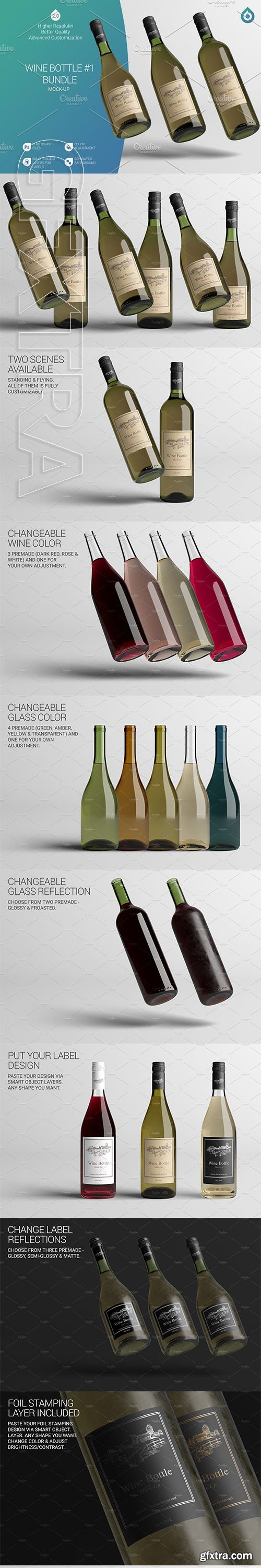 CreativeMarket - Wine Bottle Mock-Up B1 V2.0 3032807