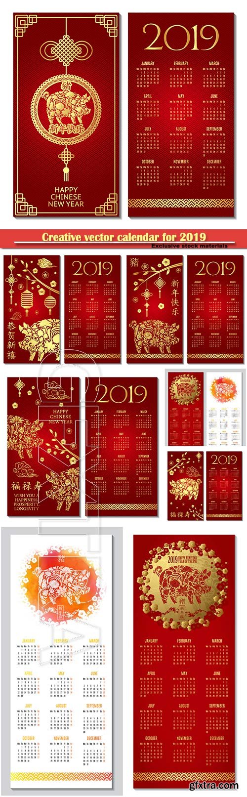 Creative vector calendar for 2019