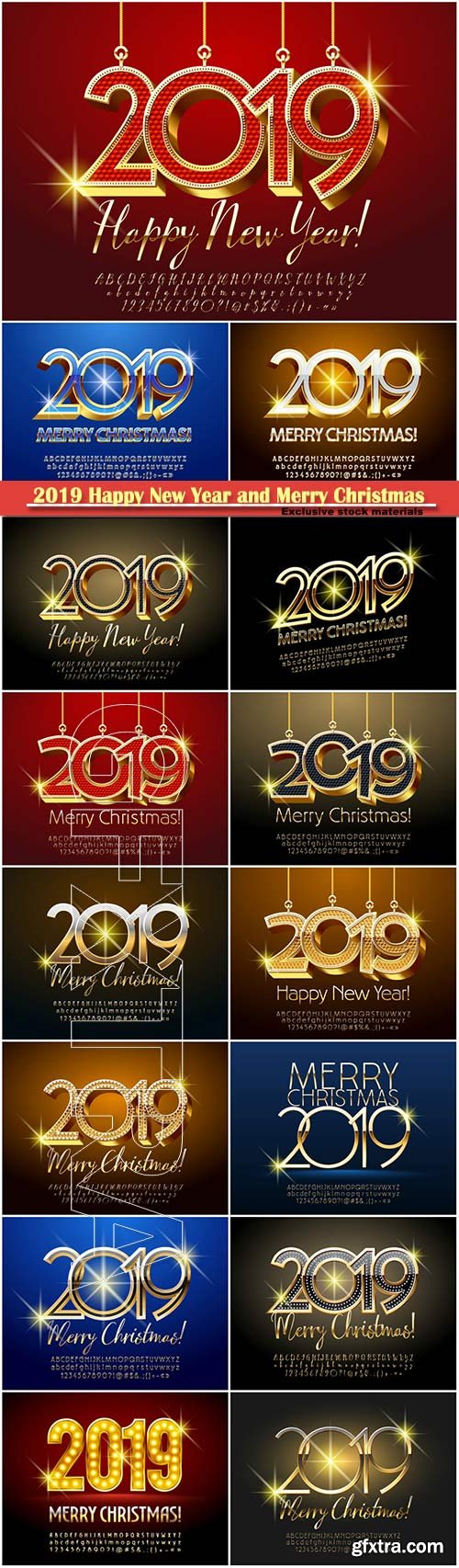 2019 Happy New Year and Merry Christmas design decorative