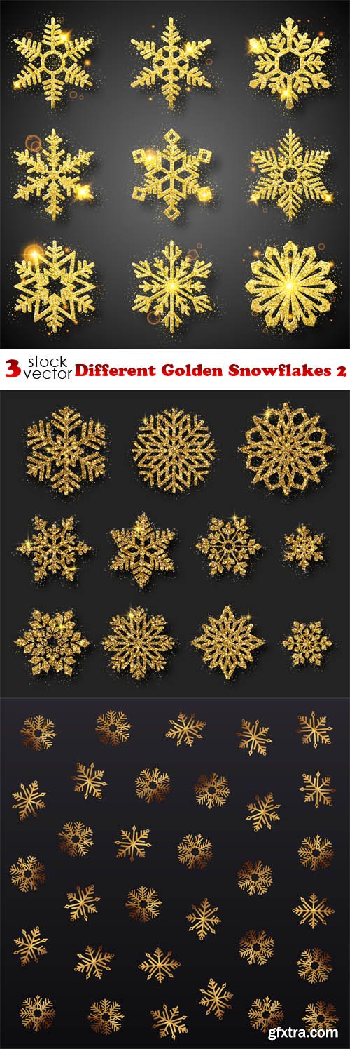 Vectors - Different Golden Snowflakes 2